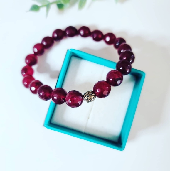 Ruby Quartz Faceted beaded bracelet - Picture 4 of 4